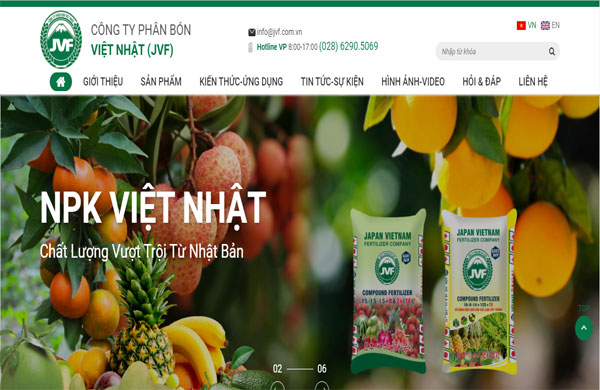 thiết kế website phân bón ấn tươngj